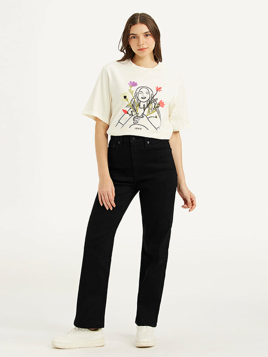 Black straight fit denim