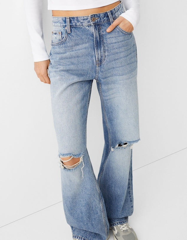 Bershk@ high waist Ripped Denim