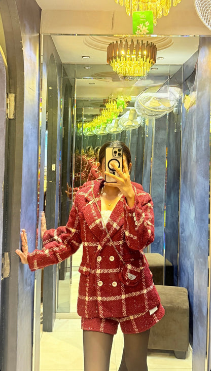 Tweed blazer coord with mini sling bag