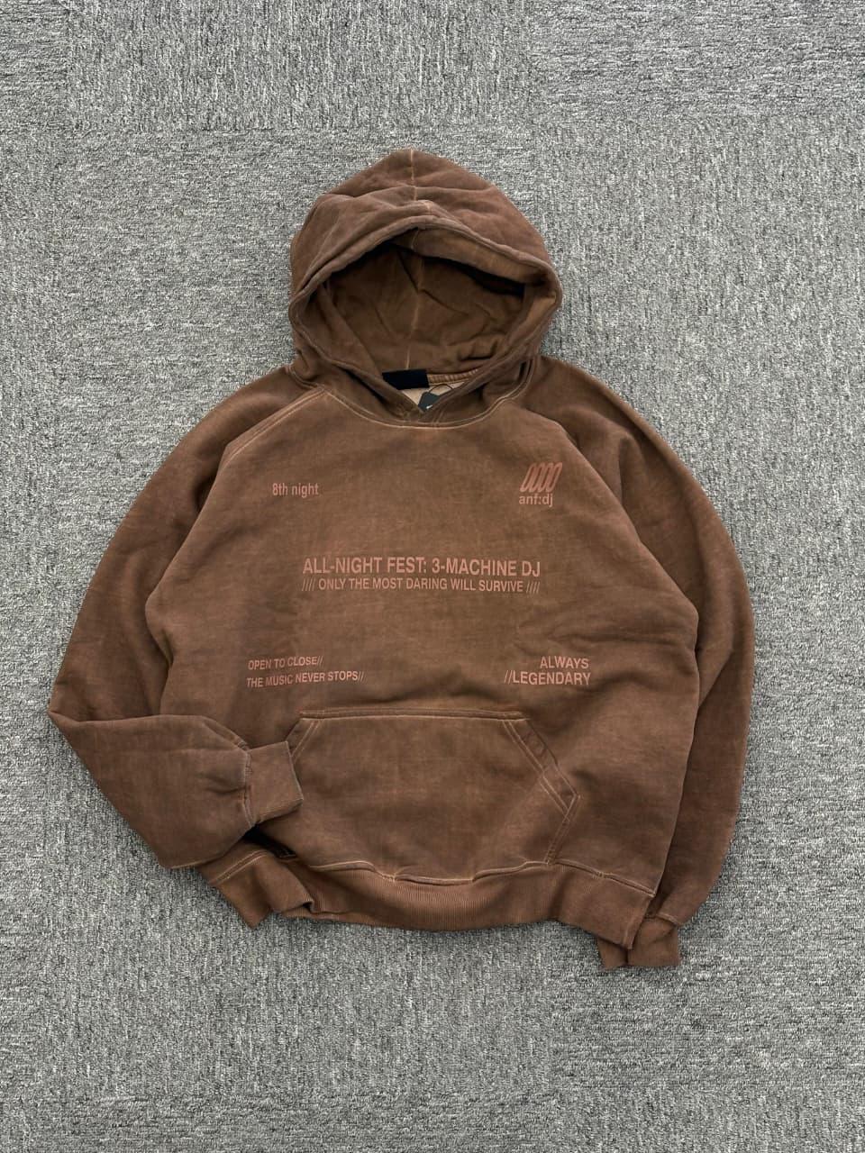 Brown acid wash unisex hoodie