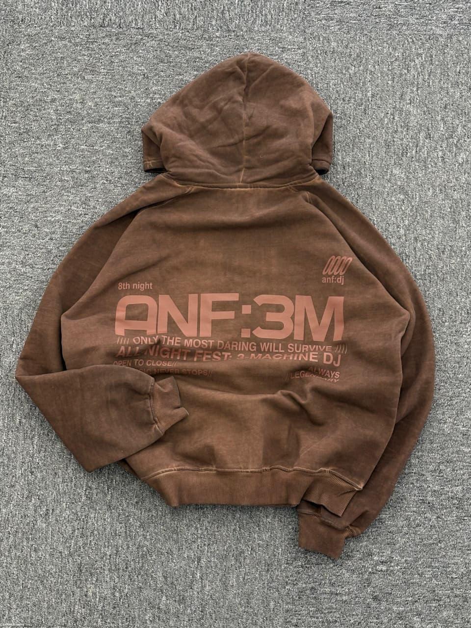 Brown acid wash unisex hoodie