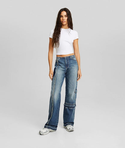 Raw Hem Straight Fit Jeans