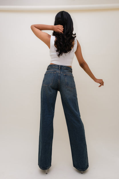 Straight Fit Dark Blue Jeans